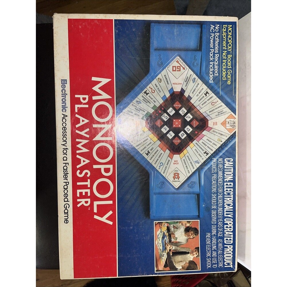 1982 Monopoly Playmaster Electronic w/ AC Power Pack Box Manual-TESTED WORKS